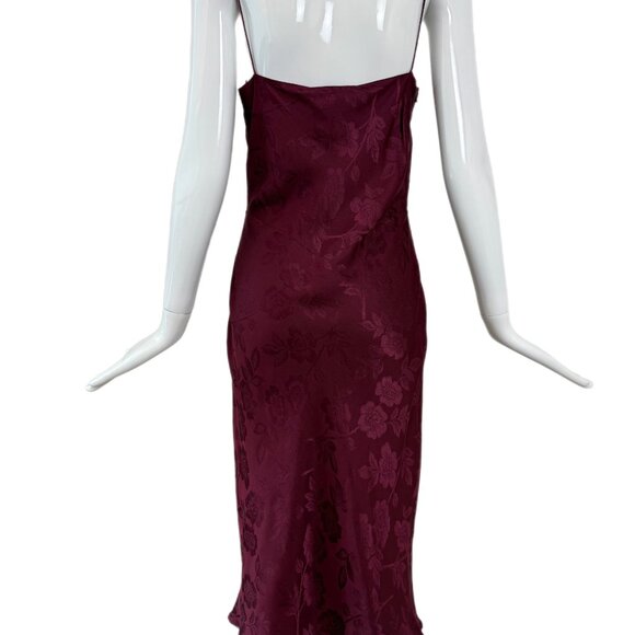 DIOR by JOHN GALLIANO 2005 Vintage Silk Burgundy Floral Print Midi Dress - Picture 6 of 9